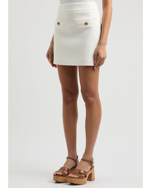 Veronica Beard Natural Emar Stretch-Cotton Mini Skirt