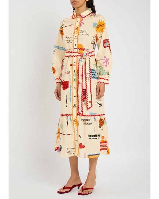 Never Fully Dressed Natural Poema Cotton-Blend Maxi Shirt Dress