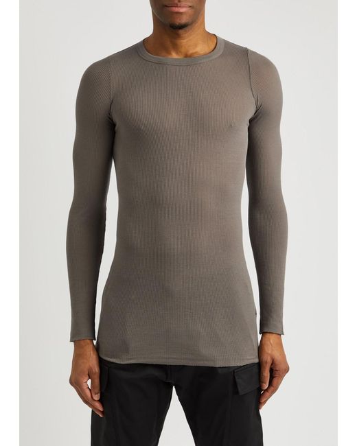 Rick Owens Gray Ribbed Knitted Top for men