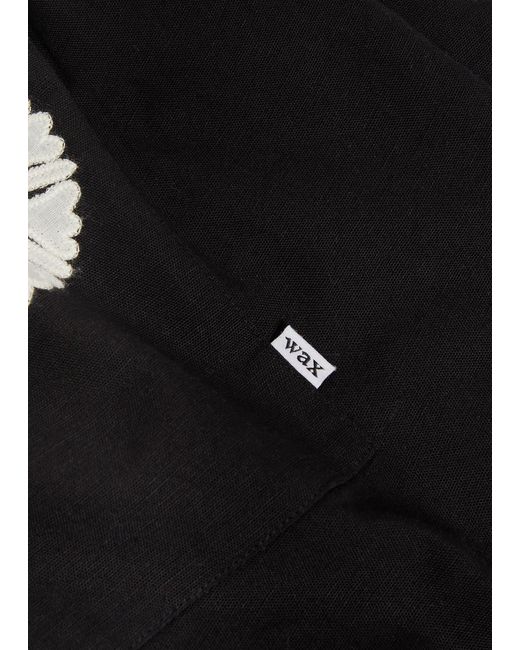 Wax London Black Kurt Embroidered Cotton And Linen-Blend Shorts for men