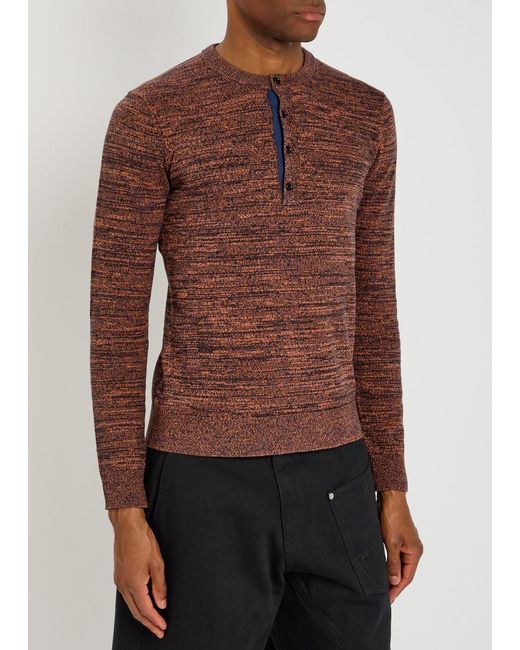 J.W. Anderson Brown Melange Henley Knit Jumper for men