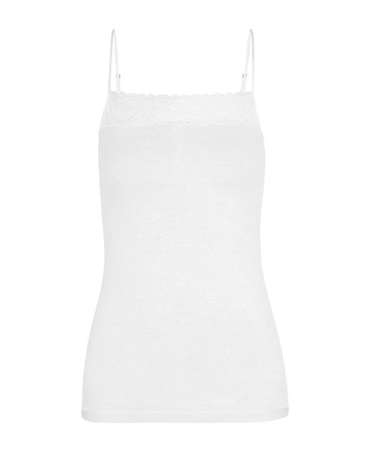 Hanro White Moments Lace-Trimmed Cotton Top
