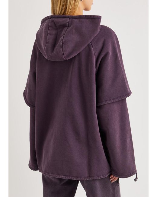 ROTATE SUNDAY Purple Enzyme Layered Hooded Cotton Sweatshirt