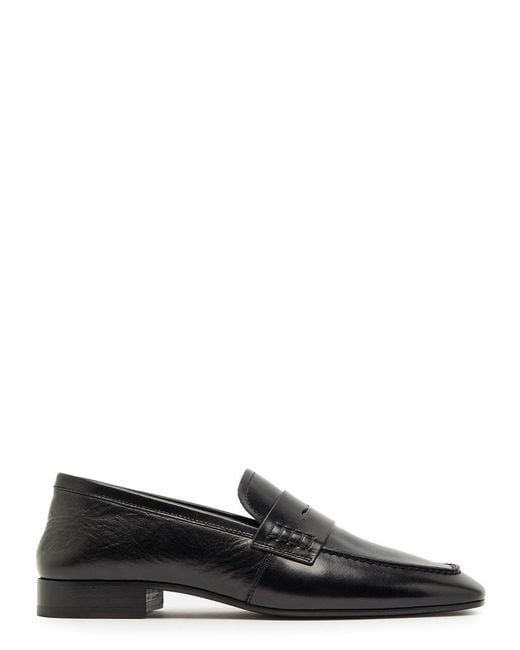 Dries Van Noten Black Square-Toe Leather Loafers