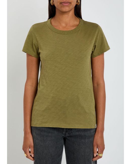 Rag & Bone Green Slubbed Cotton T-Shirt