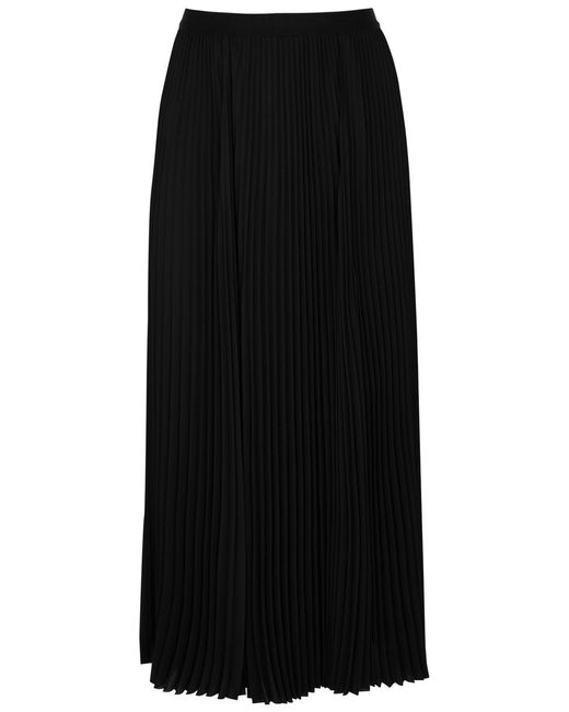 Balenciaga Black Pleated Chiffon Midi Skirt