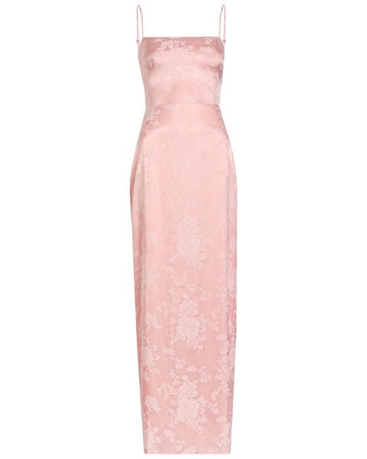 Reformation Pink Frankie Floral-Jacquard Satin Maxi Dress