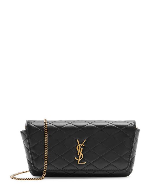 Saint Laurent Black Gaby Quilted Wallet On Chain