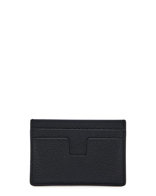 Tom Ford Gray Grained Leather Card Holder for men