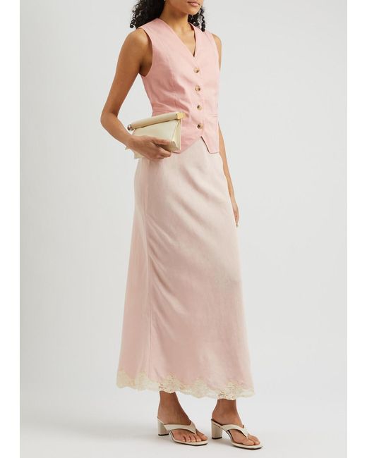 Rixo Pink Norah Linen-Blend Waistcoat