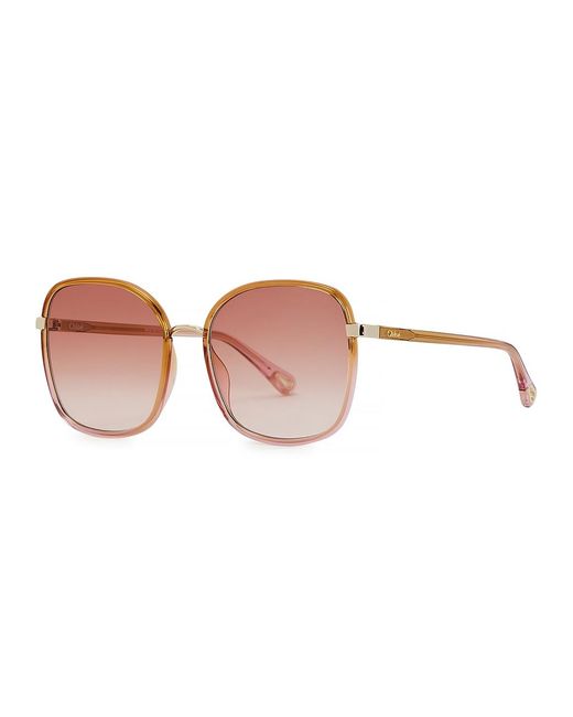 Chloé Pink Chloe Franky Oversized Sunglasses
