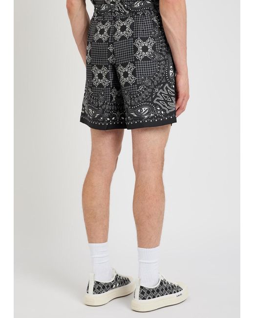 Amiri Gray Checked Silk Shorts for men