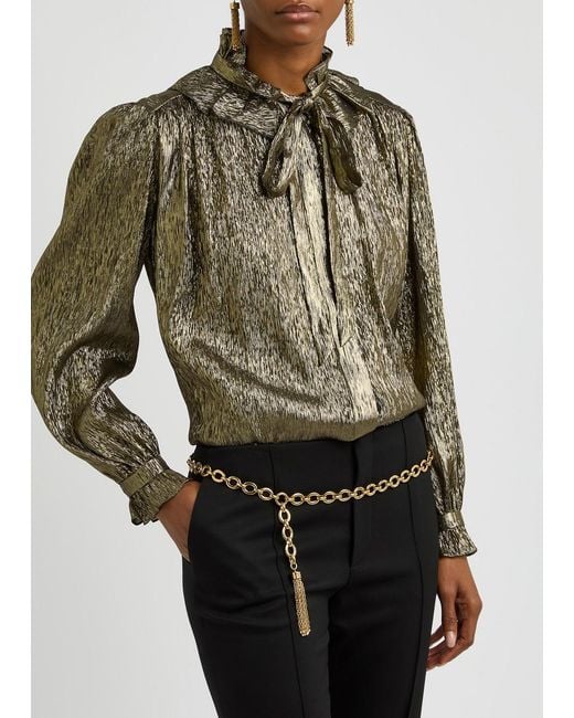 Chloé Metallic Pompoms Tassle-Tone Brass Belt