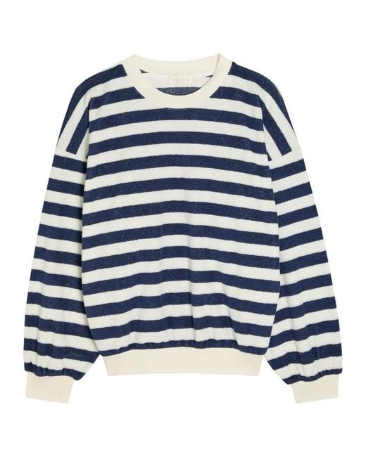 Suzie Kondi Blue Sifnos Striped Terry Sweatshirt