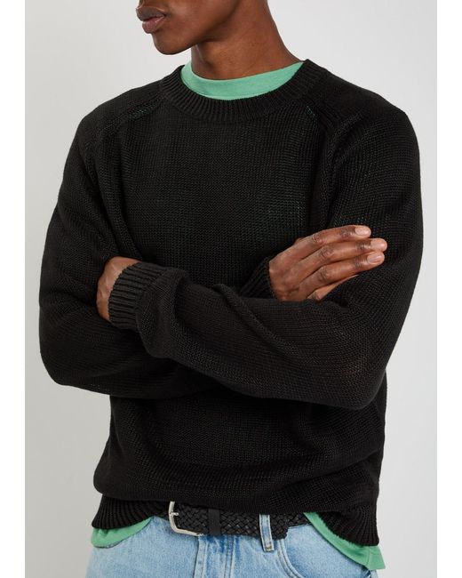 Studio Nicholson Black Linen-Knit Jumper for men