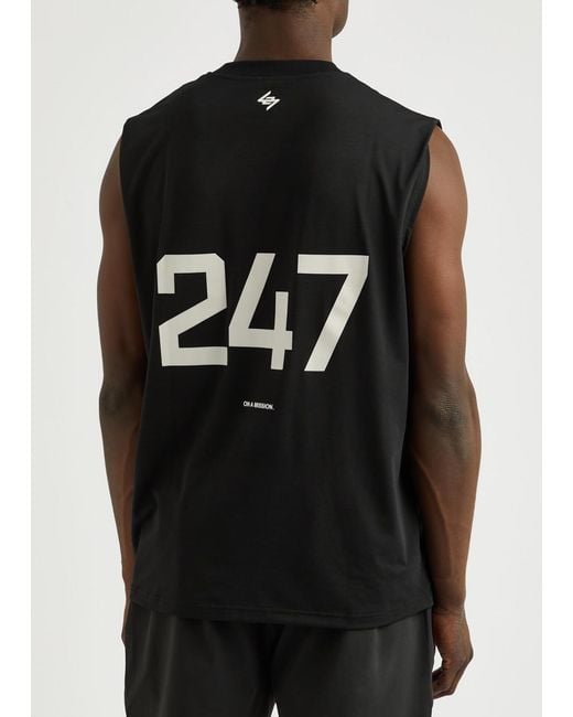 Represent Black 247 Logo-Print Stretch-Jersey Tank for men