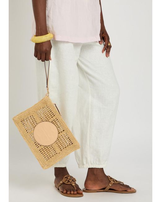Tory Burch Natural Ella Raffia Clutch