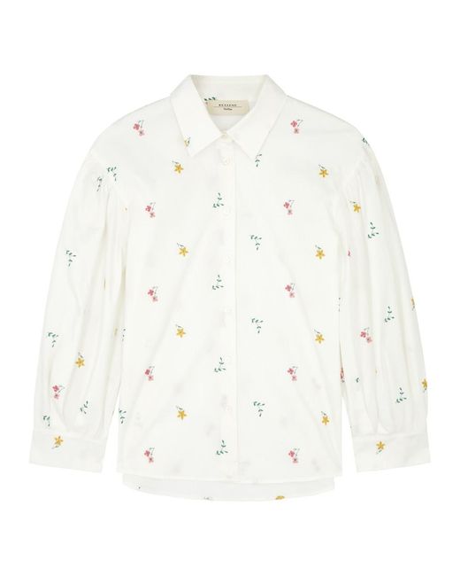 Weekend by Maxmara White Villar Floral-embroidered Cotton Shirt