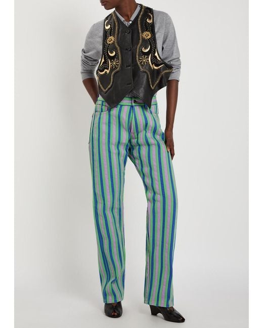 Versace Blue Striped Straight-Leg Jeans