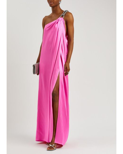Stella McCartney Pink Falabella One-shoulder Satin Gown