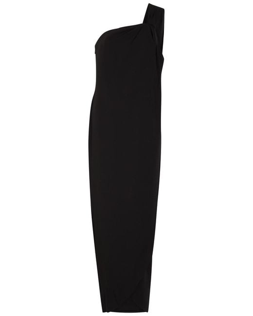 Ronny Kobo Black Xaden One-Shoulder Crepe Maxi Dress