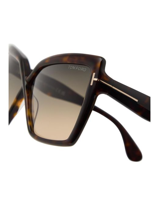 Tom Ford Brown Oversized Butterfly-Frame Sunglasses