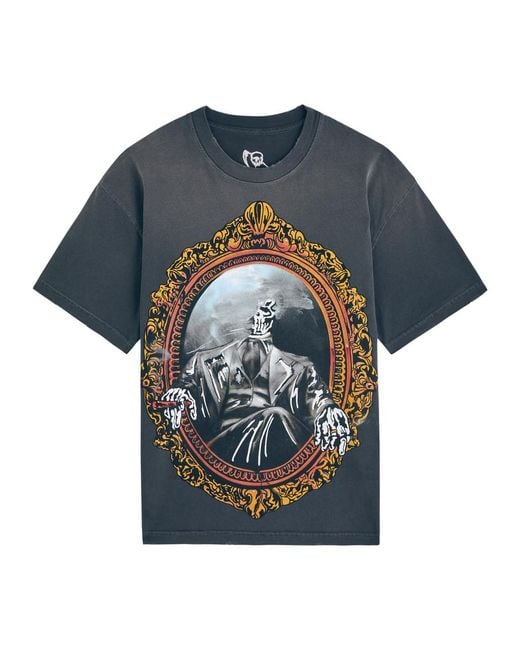 Warren Lotas Blue Mirror Printed Cotton T-Shirt for men