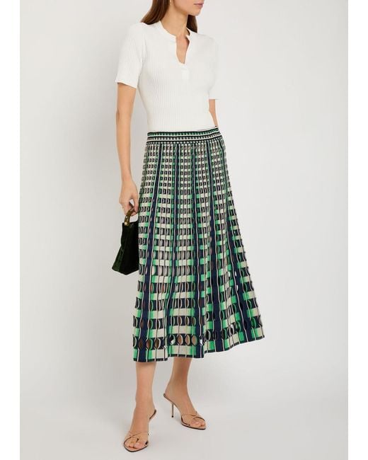 Jonathan Simkhai Green Drue Textured Gingham Knit Midi Skirt