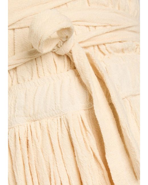 Caravana Natural Adjustable Tie Halterneck Cotton-Blend Maxi Dress