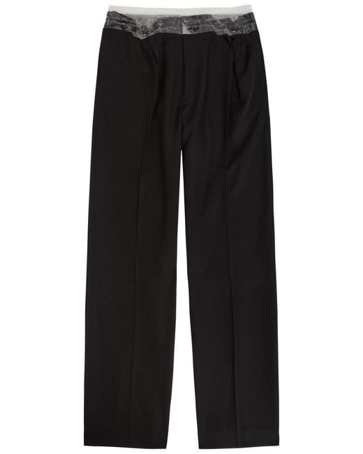 Maison Margiela Black Tape-Effect Straight-Leg Wool Trousers for men