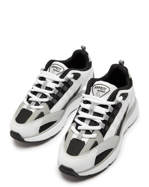 Cleens White Hyper Runner Panelled Mesh Sneakers for men