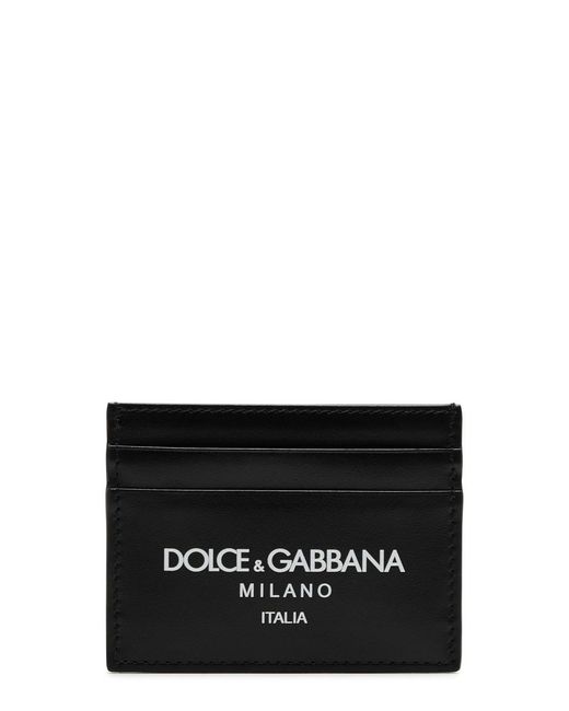 Dolce & Gabbana Logo-print Leather Card Holder in Black for Men | Lyst
