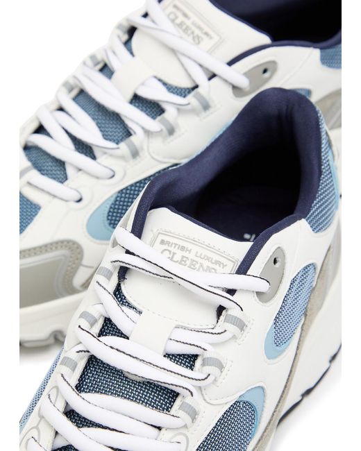 Cleens White Pulse Runner Panelled Mesh Sneakers for men