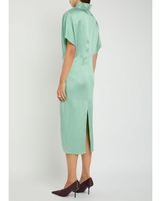Stella McCartney Green Twisted Satin Midi Dress