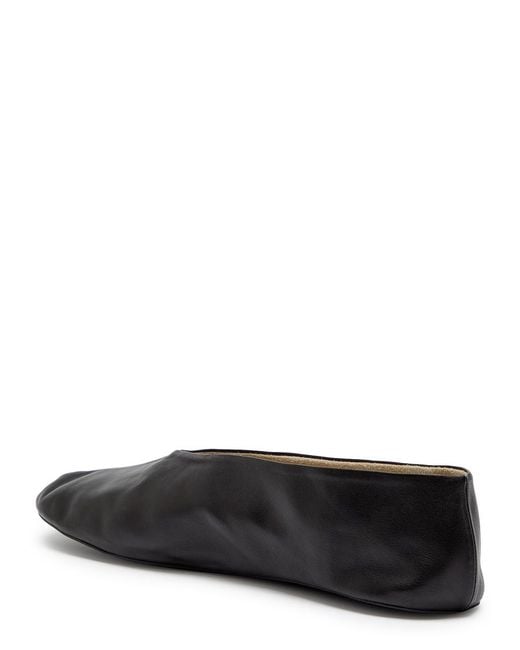 The Row Black Stella Leather Ballet Flats