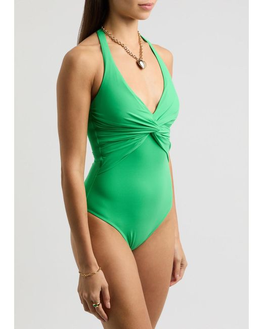 Melissa Odabash Green Zanzibar Halterneck Knotted Swimsuit