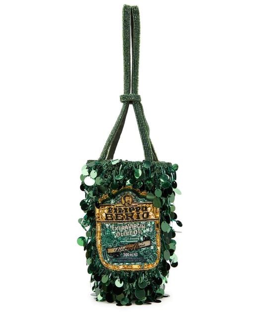 Anya Hindmarch Green Filippo Berio Embellished Top Handle Bag