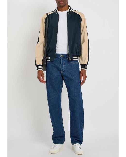 Valentino Garavani Blue Panelled Cotton Bomber Jacket for men