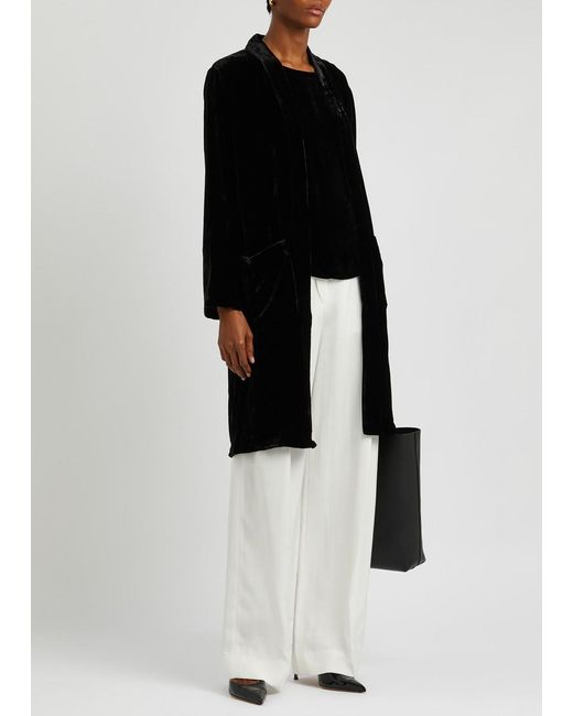 Eileen Fisher Black Longline Velvet Jacket