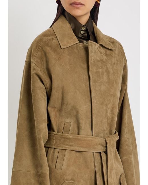 Khaite Natural Alder Belted Suede Jacket