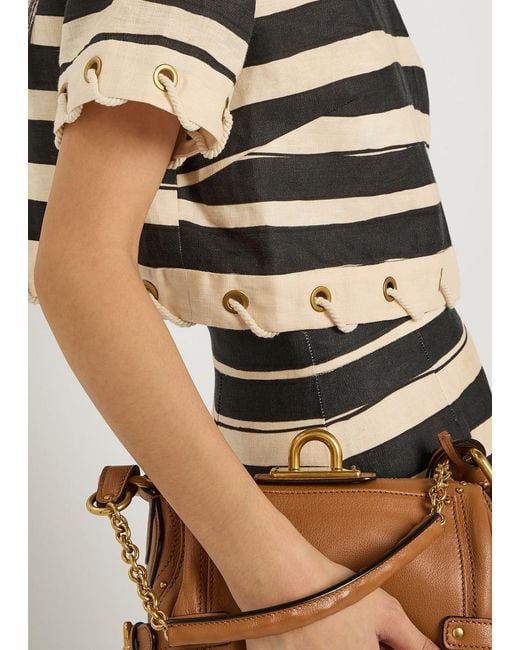 Zimmermann Black Rebellion Striped Linen Crop Top