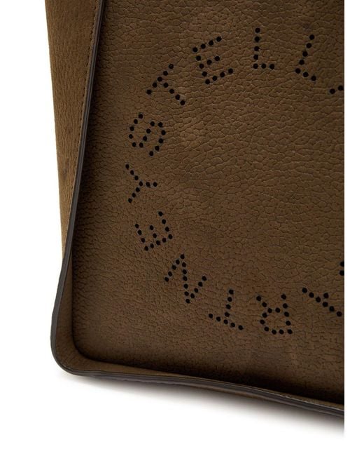 Stella McCartney Brown Logo Square Grained Faux Leather Cross-Body Bag