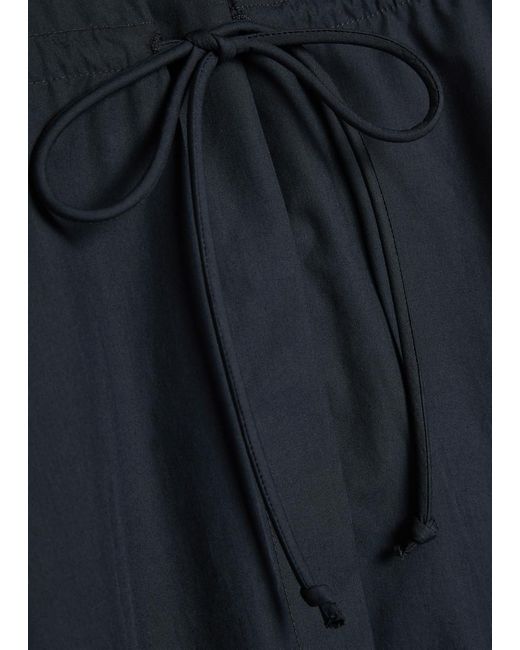 Emporio Armani Blue Drawstring Cotton-Poplin Midi Dress