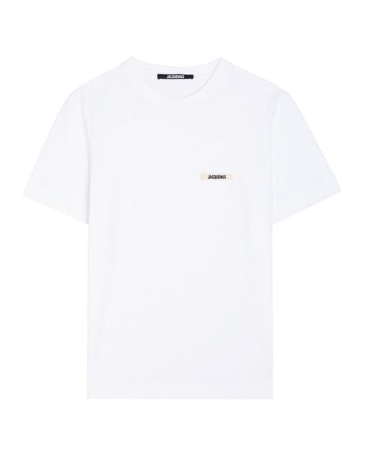 Jacquemus White Le T-Shirt Gros Grain Logo Cotton T-Shirt