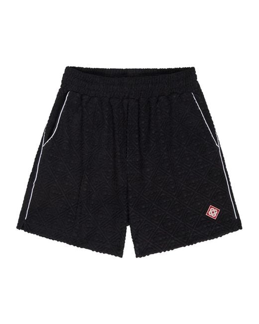 Casablanca Black Logo-Monogrammed Terry Shorts for men