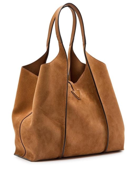 Tod's Brown T-Plaque Suede Tote