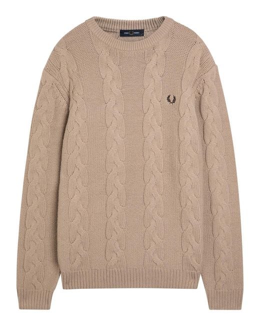 Fred Perry Natural Logo Cable-Knit Wool-Blend Jumper for men