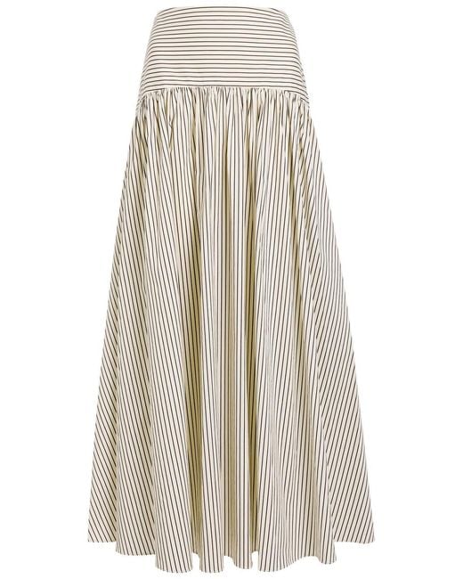 Staud White Procida Striped Stretch-Cotton Skirt