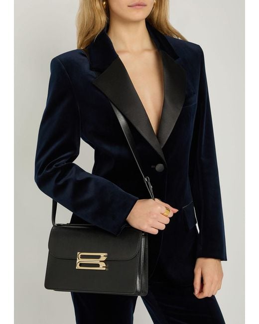 Victoria Beckham Black Dorian Small Grained Leather Top Handle Bag