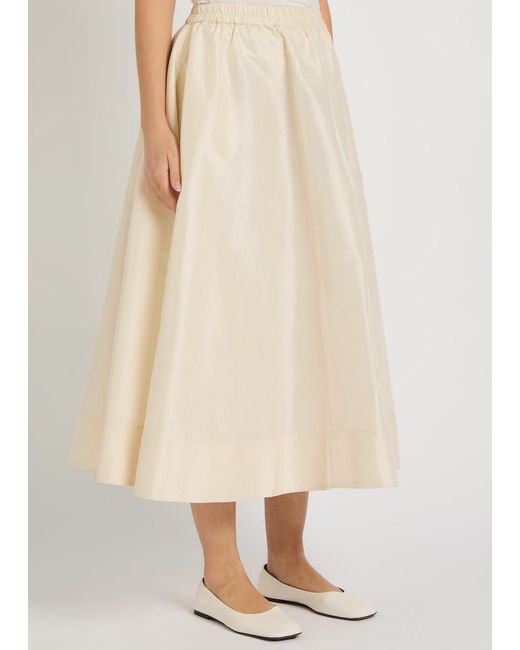 Suzie Kondi Natural Koula Silk-Taffeta Midi Skirt